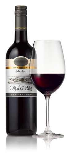 Oyster bay merlot with glass cropped