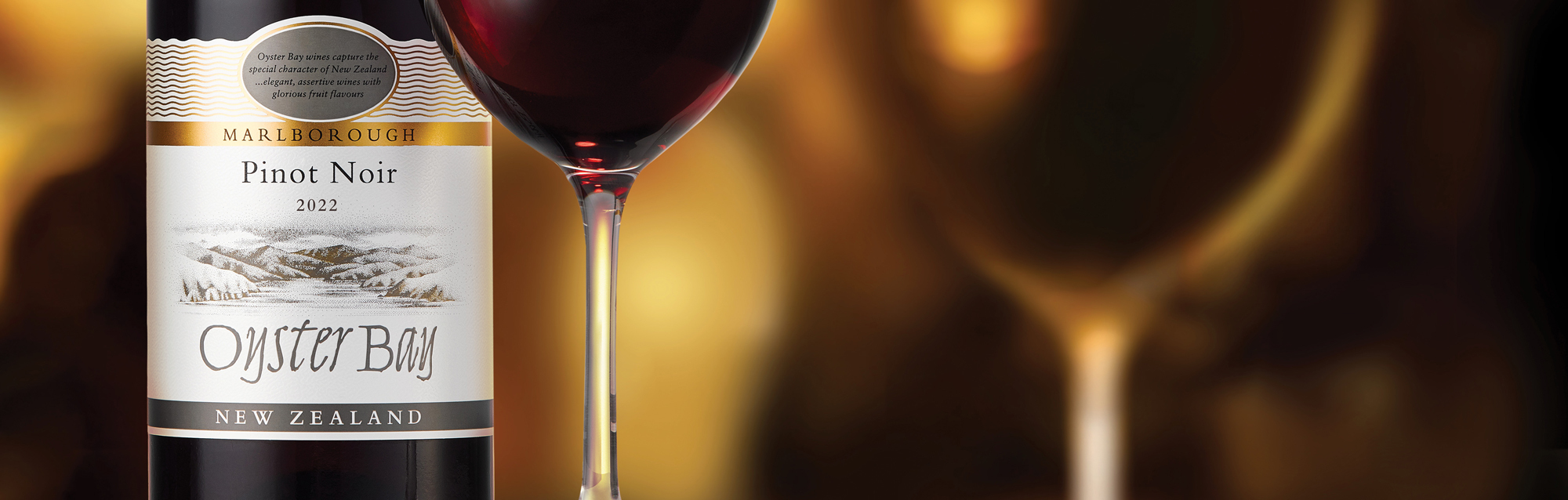 Oyster Bay Pinot Noir Bottle with Glass Desktop AU NZ