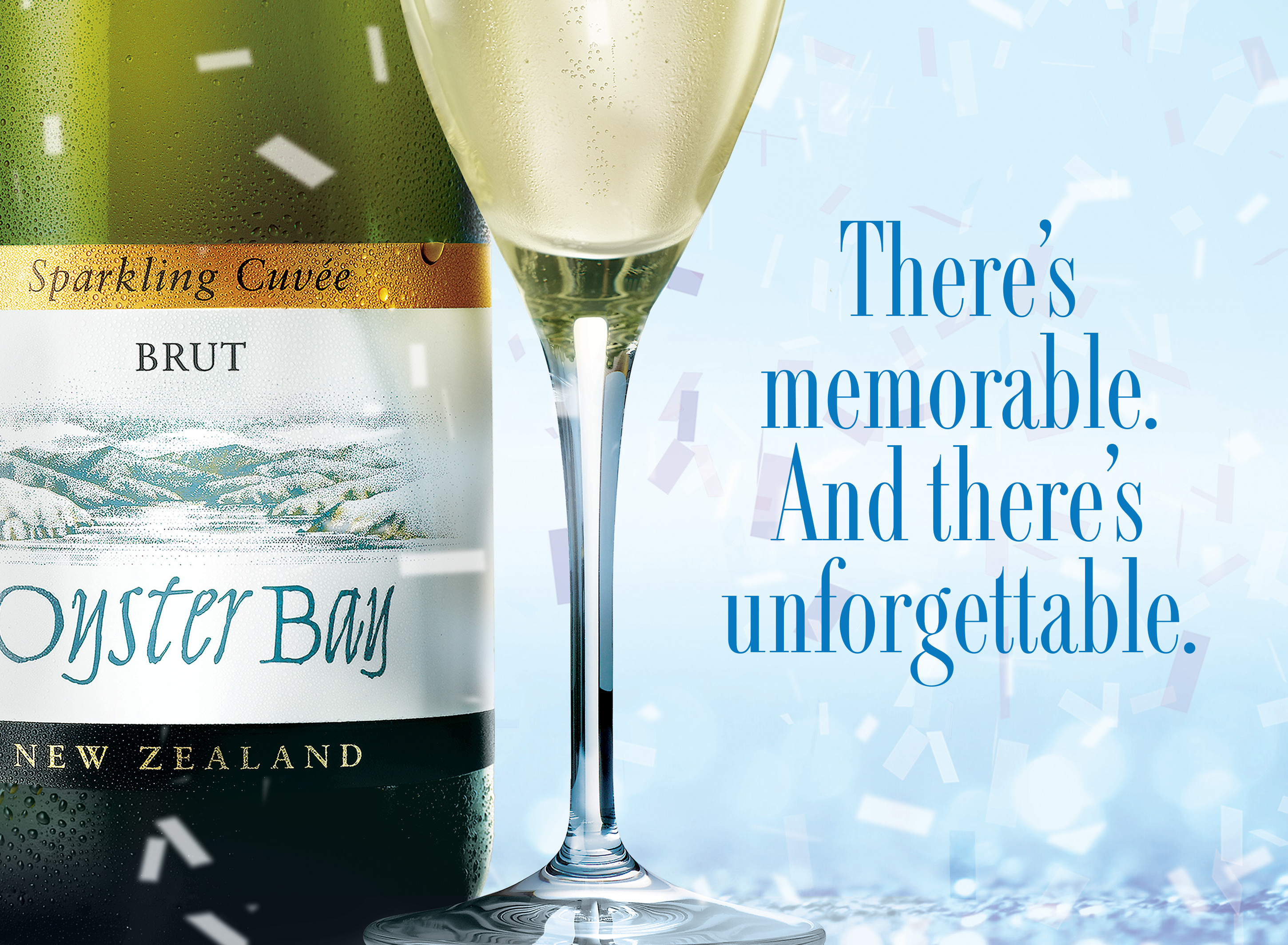 oyster bay sparkling cuvee brut bottle glass tagline